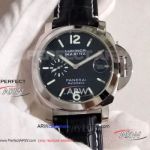 Perfect Replica Classic Style Panerai Luminor Marina 44 Watch - PAM01104 Black Dial Black Leather Strap